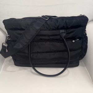 Black Quilted puffer Tote Bag with plenty full storage